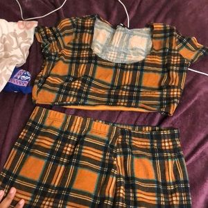 Plaid yellow 2 piece set